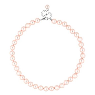 Pink pearl round chain necklace